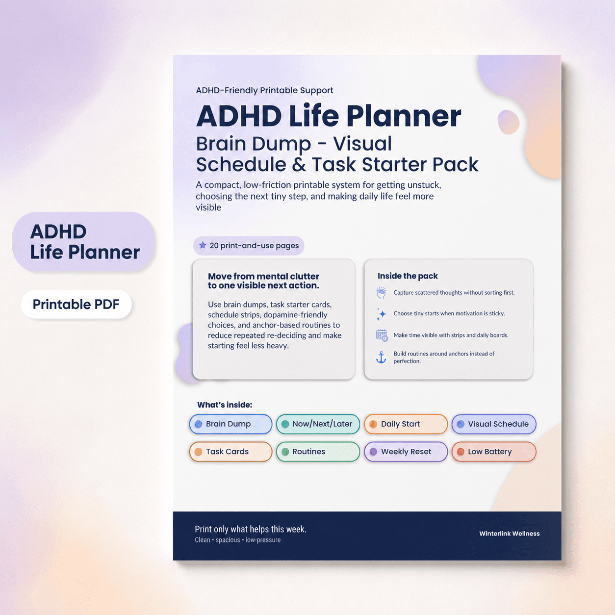 ADHD Life Planner printable cover preview