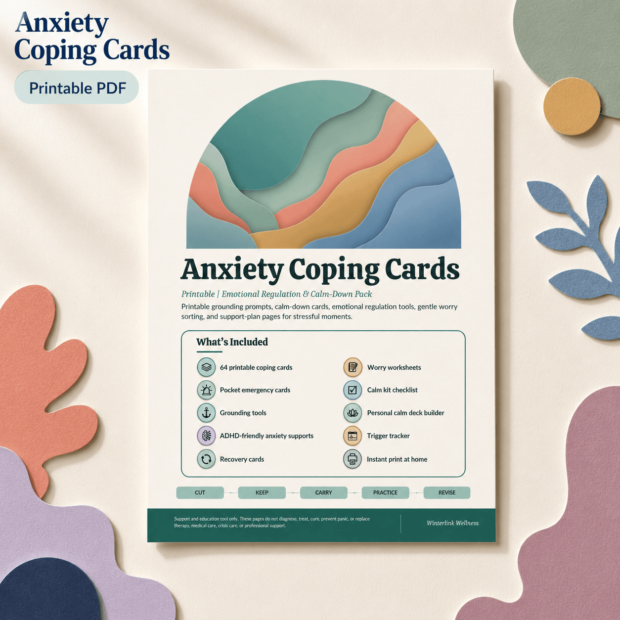 Anxiety Coping Cards printable cover preview