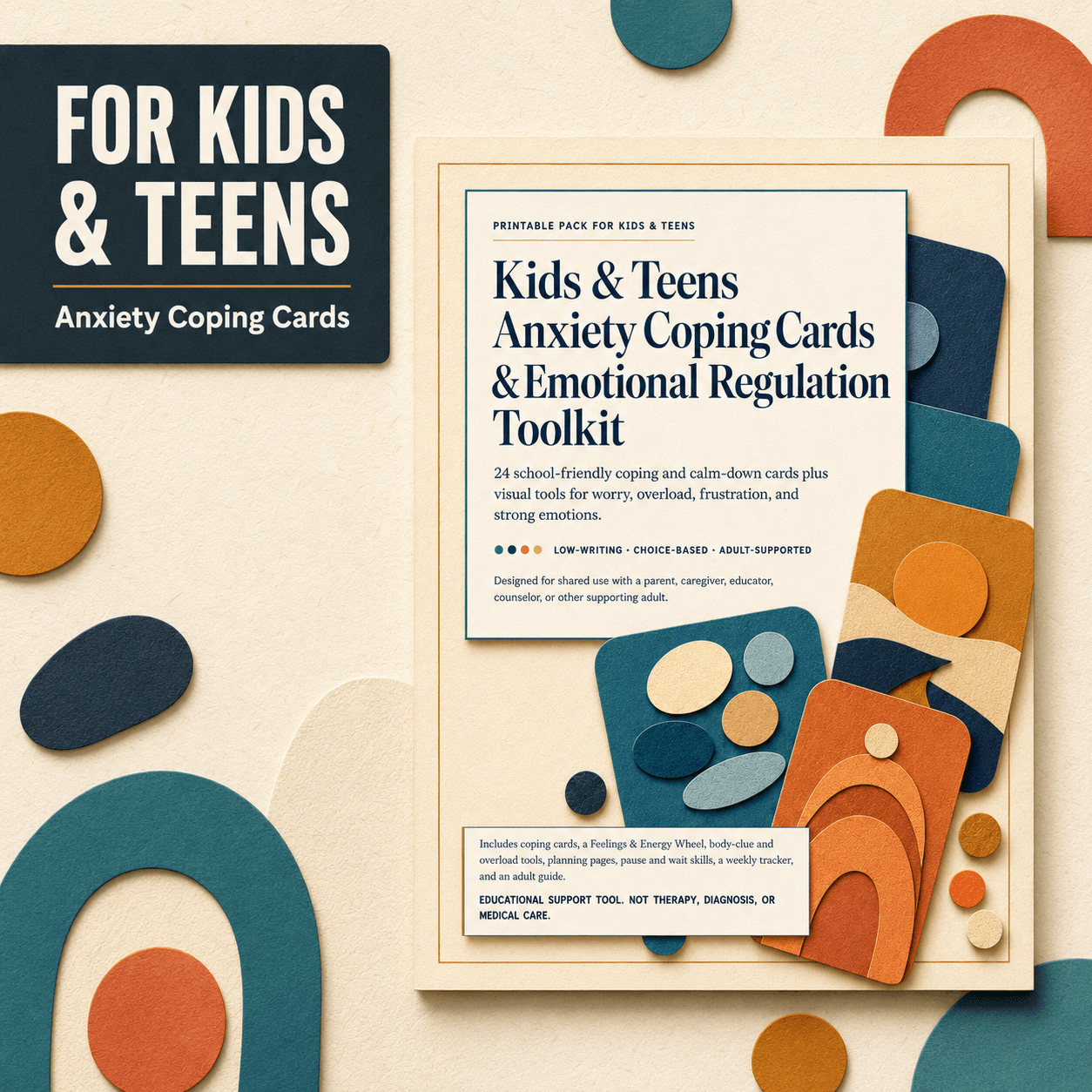 Kids and teens anxiety coping cards toolkit cover preview