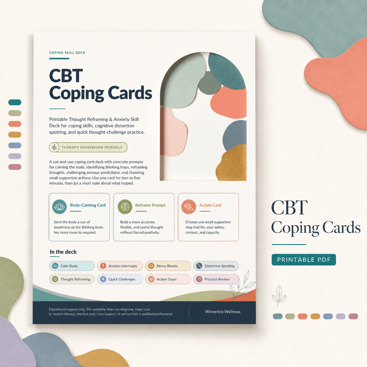 CBT coping cards printable cover preview