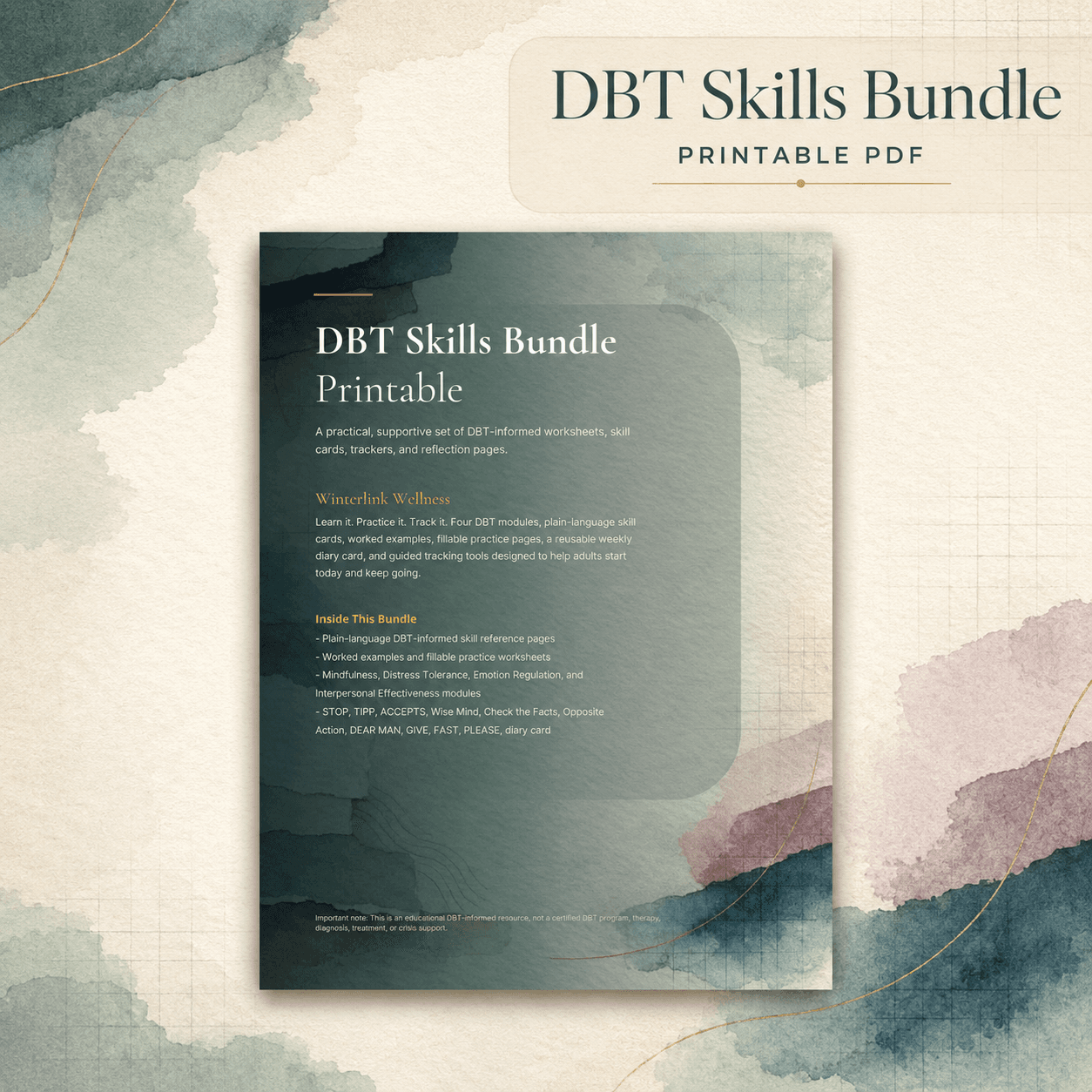 DBT Skills Bundle printable cover preview