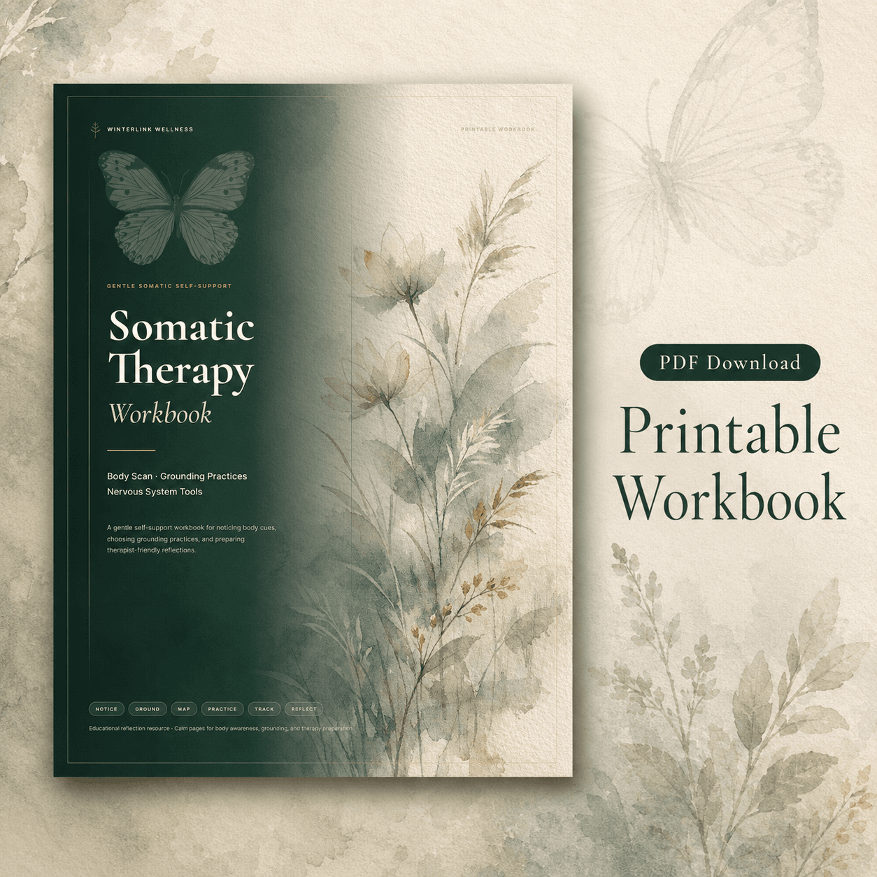 Somatic Therapy Workbook printable cover preview