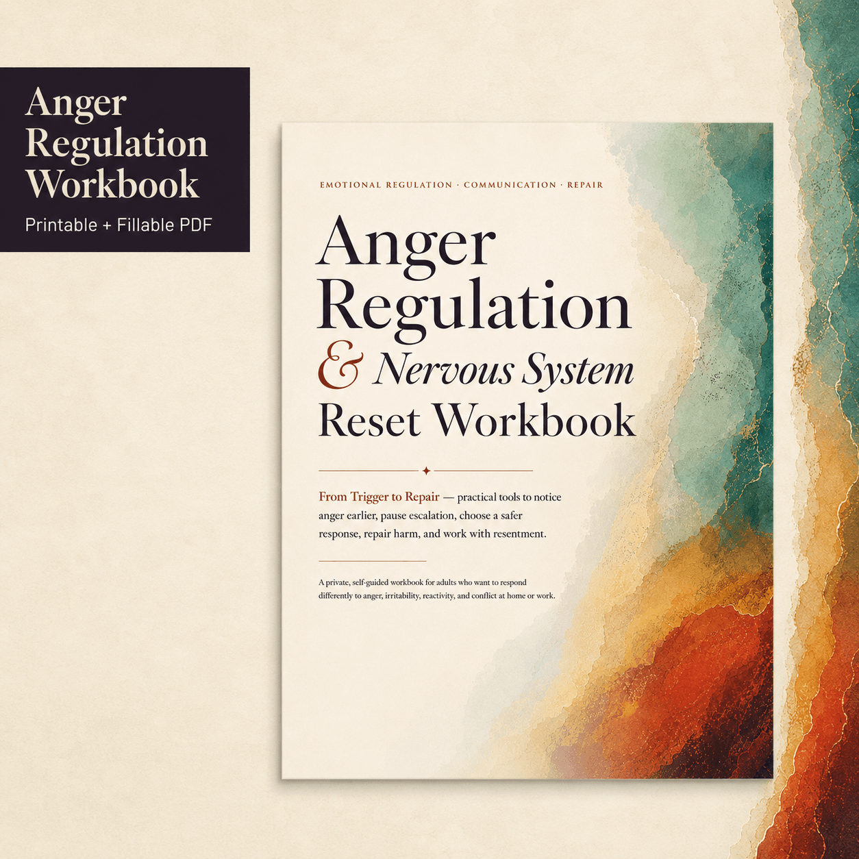 Anger Regulation and Nervous System Reset Workbook cover preview